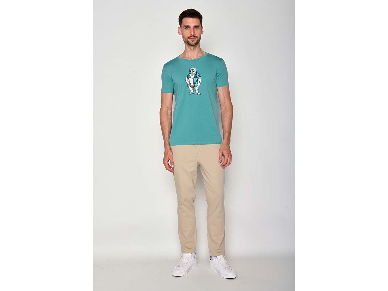 GREENBOMB Bio-Herren-T-Shirt "Beach Bear" mit Rundhalsausschnitt, marine blue, Gr. M