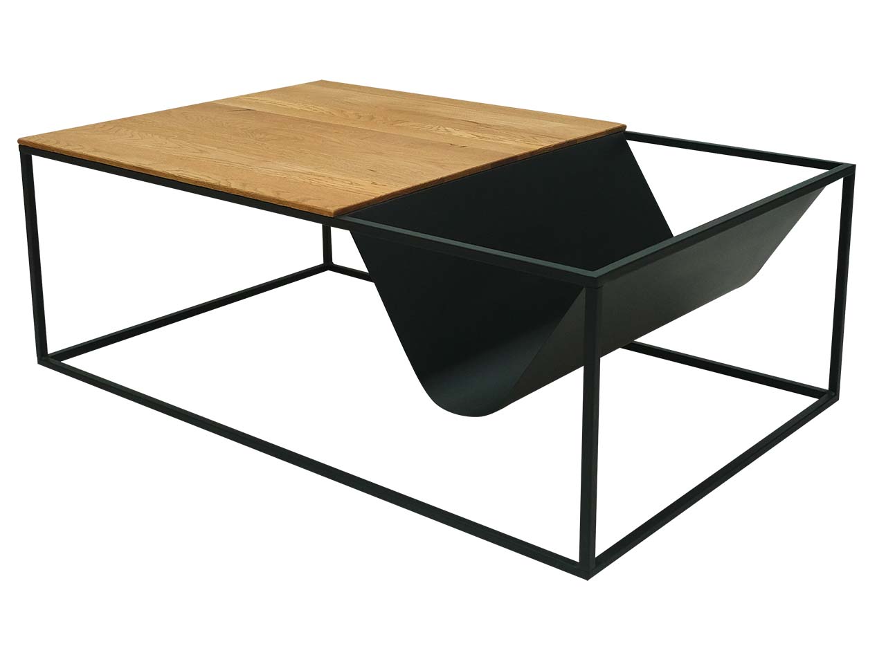 Couchtisch "Elias" mit Ablage aus Stahl, Wildeiche, 110 x 42 x 70 cm