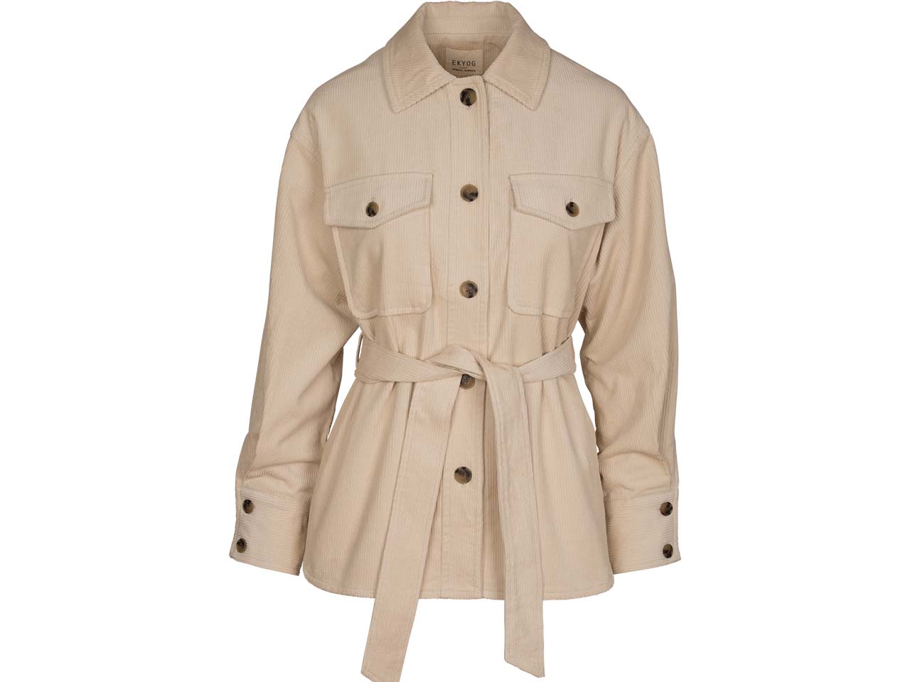 EKYOG Bio-Damen-Hemdjacke "RANDAN" mit Taillengürtel, vanille, Gr. XS