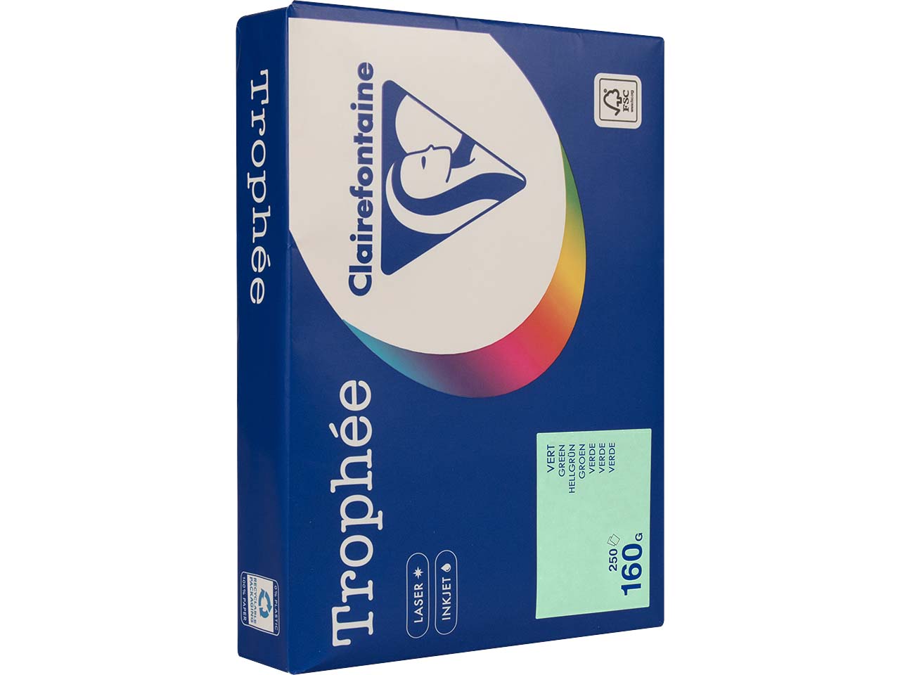 Clairfontaine Farbiges Kopierpapier "Trophee" 160 g/m², DIN A4, hellgrün
