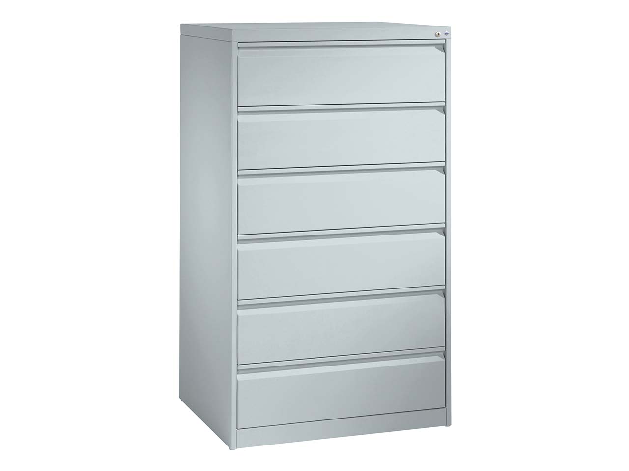 C+P Karteikartenschrank dreibahnig, 6 Schubladen DIN A5 quer lichtgrau