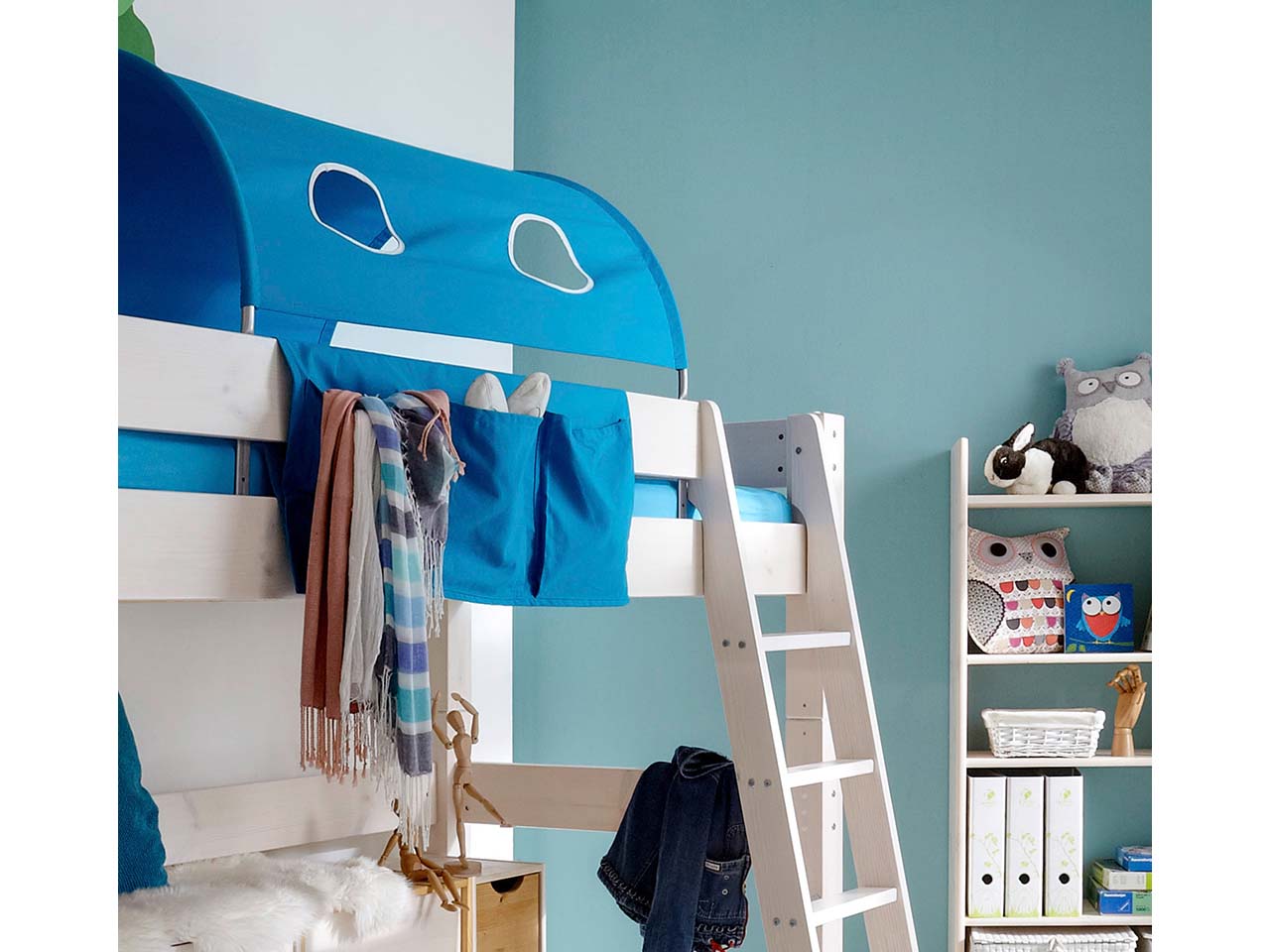 3er Tasche zum Einhängen für Hochbett "Infanskids" türkisblau