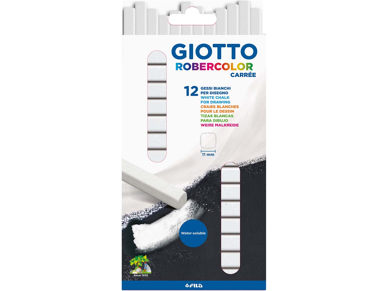 12 Giotto Robercolor carrée  Tafelkreiden weiß