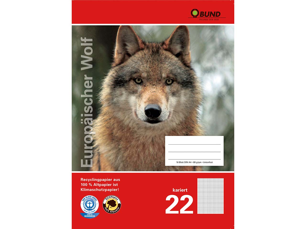 BUND Heft A4 Lineatur 22,kar.o.R.