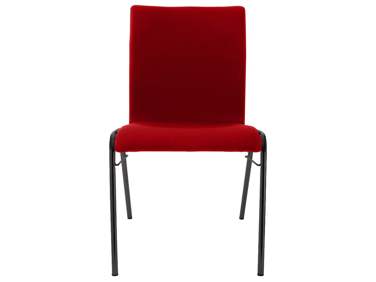 Besucherstuhl 'A45' Buche, Gestell schwarz, Steg, Vollpolster rot