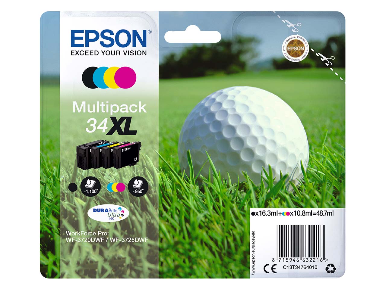 Epson 4er Set Tintenpatronen T3476/ 34XL schwarz, cyan, magenta, gelb