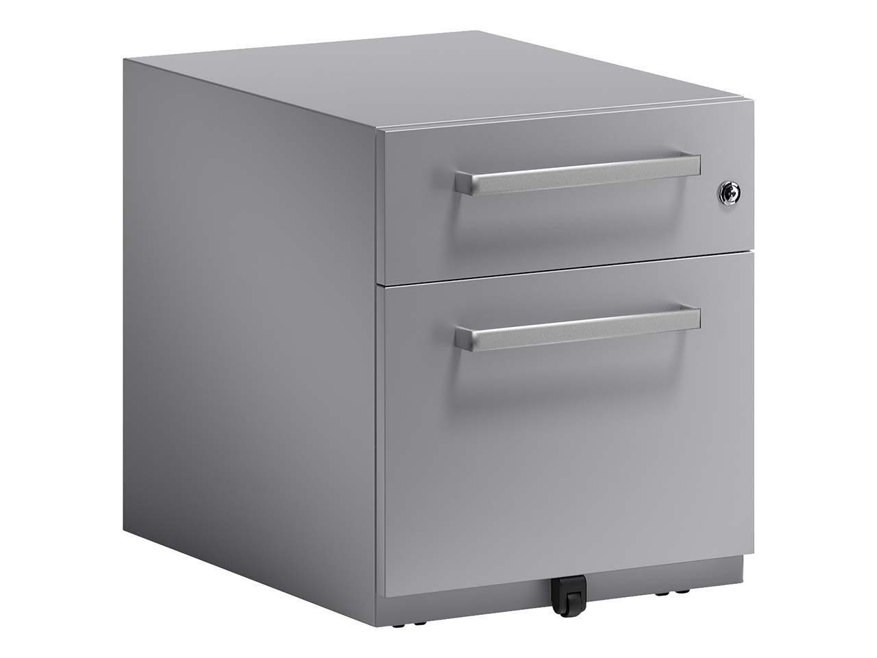 BISLEY Rollcontainer "Note" mit Griff, 1 Schublade, 1 HR T 56,5 cm silber