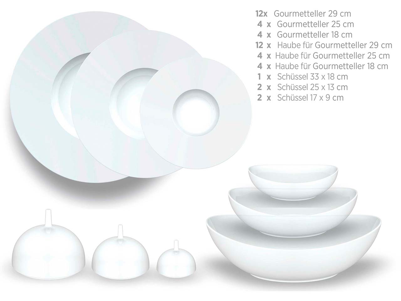 Mäser Geschirrset 51-tlg. "Saturno" Porzellan, weiß