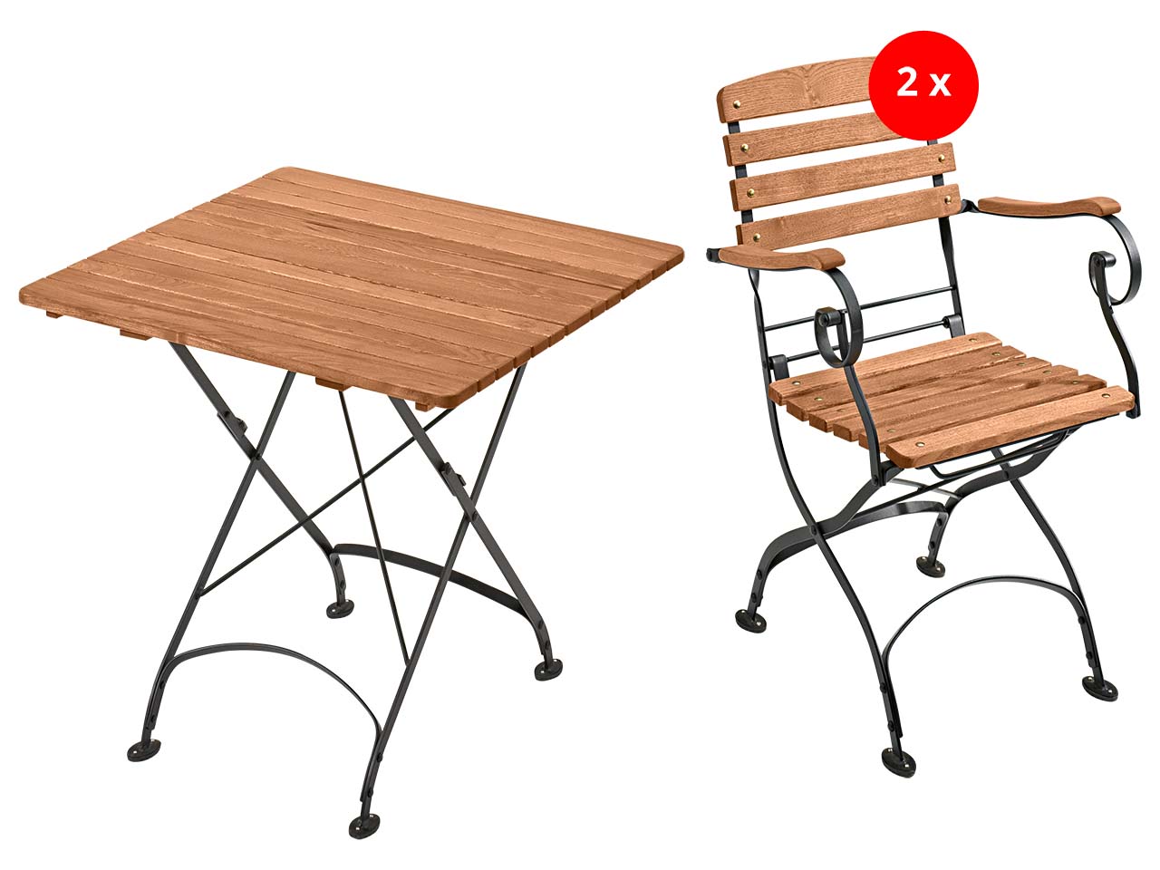 Gartenmöbel-Set 'Maja', 3-teilig, Tisch 80 x 80 cm, 2 Gartensessel