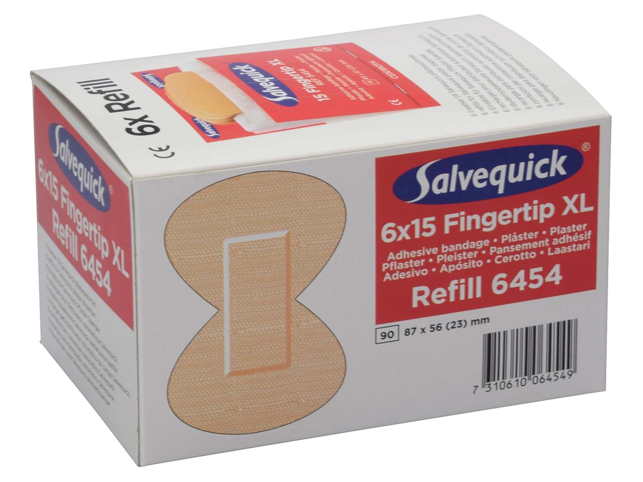6 x 15 Stk. Salvequick Fingerkuppenpflaster "REF 6454" elastisch 8,3 x 5,7 cm