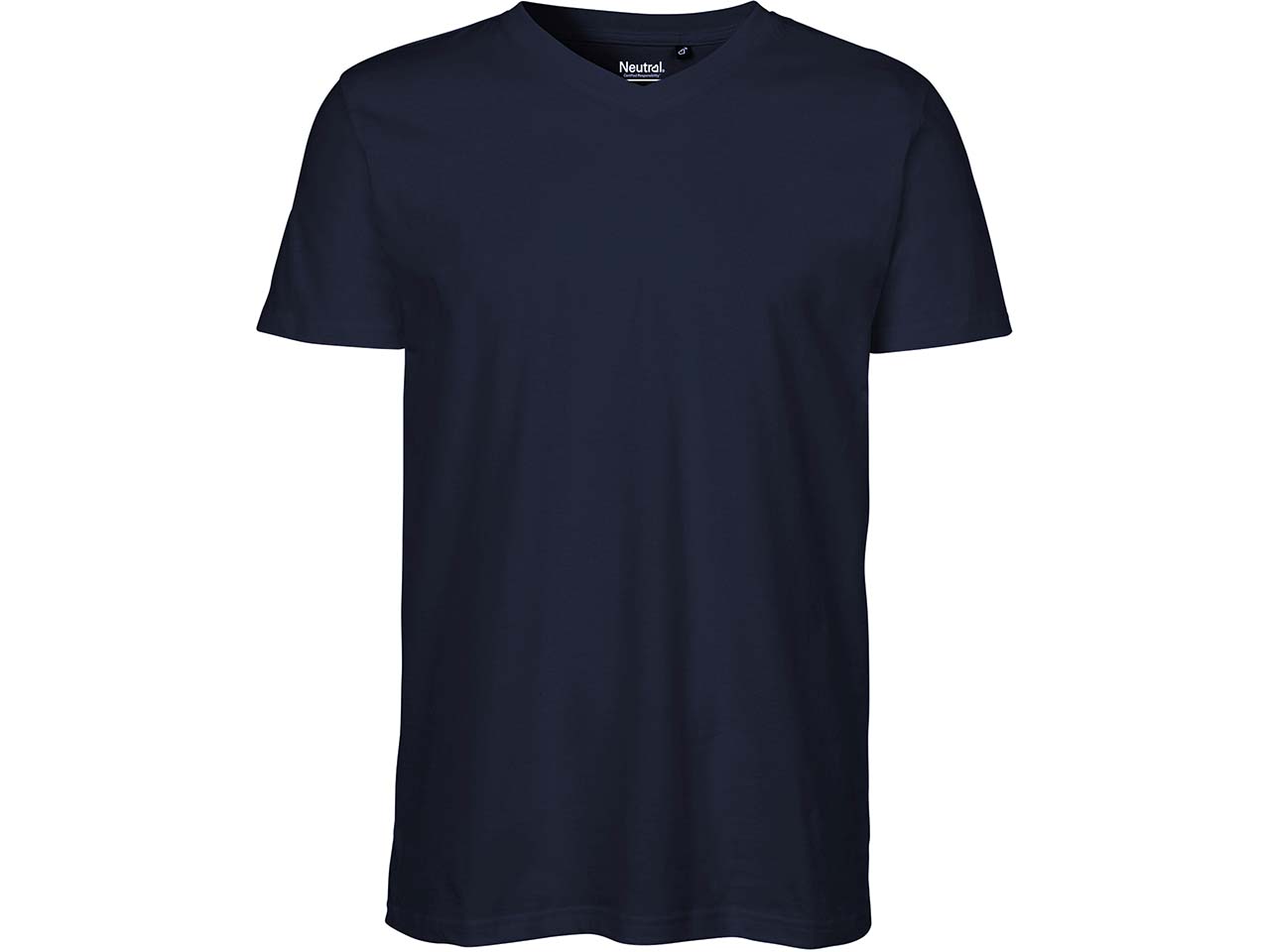 Neutral Bio-Herren-T-Shirt mit V-Ausschnitt, navy, Gr. S