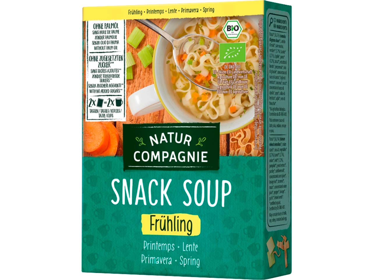 Natur Compagnie Bio-Nudelsuppe mit Gemüse "Snack Soup", Frühling, 2 x 17 g