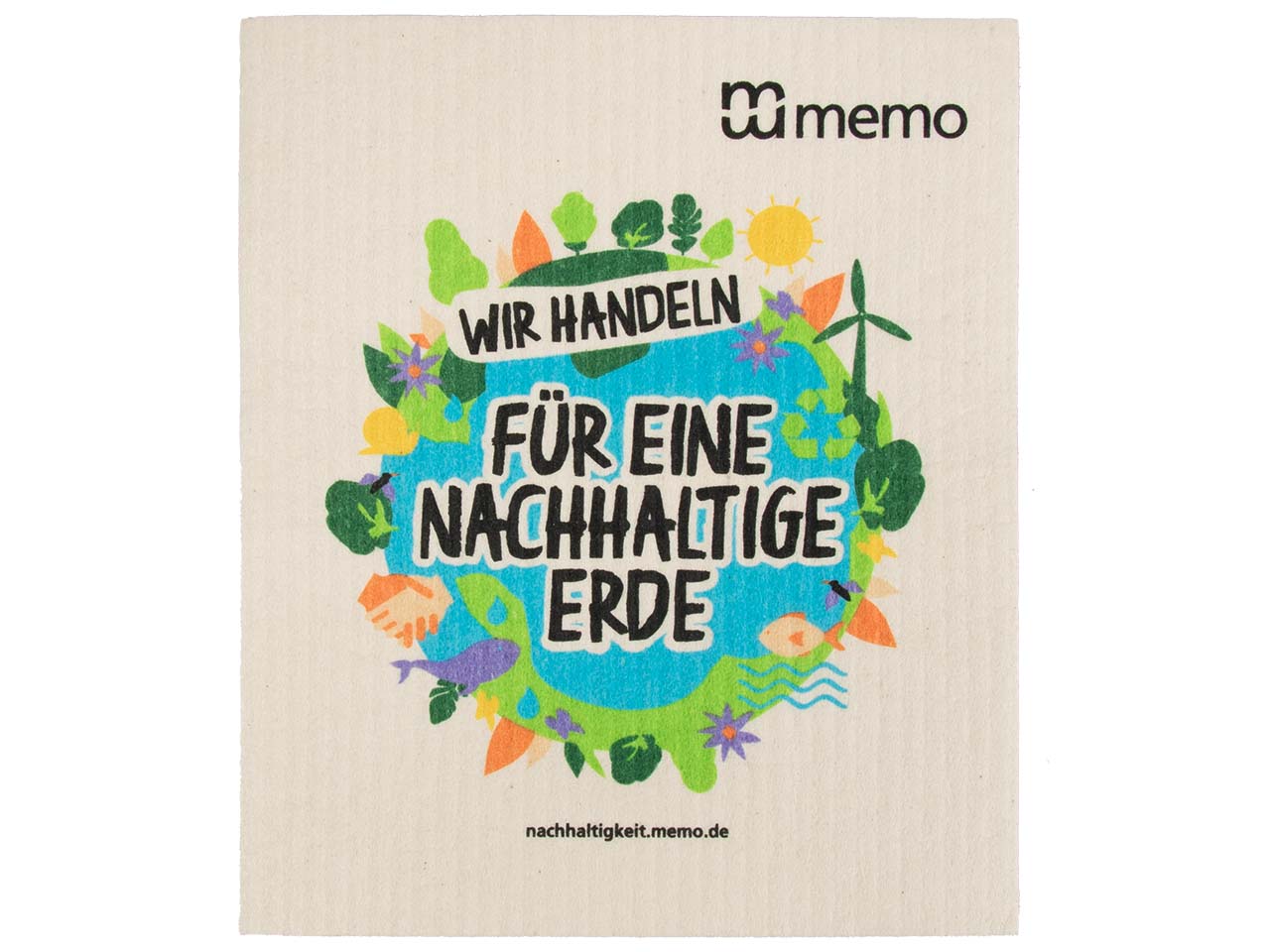 memo Schwammtuch 'Wir handeln für eine nachhaltige Erde'