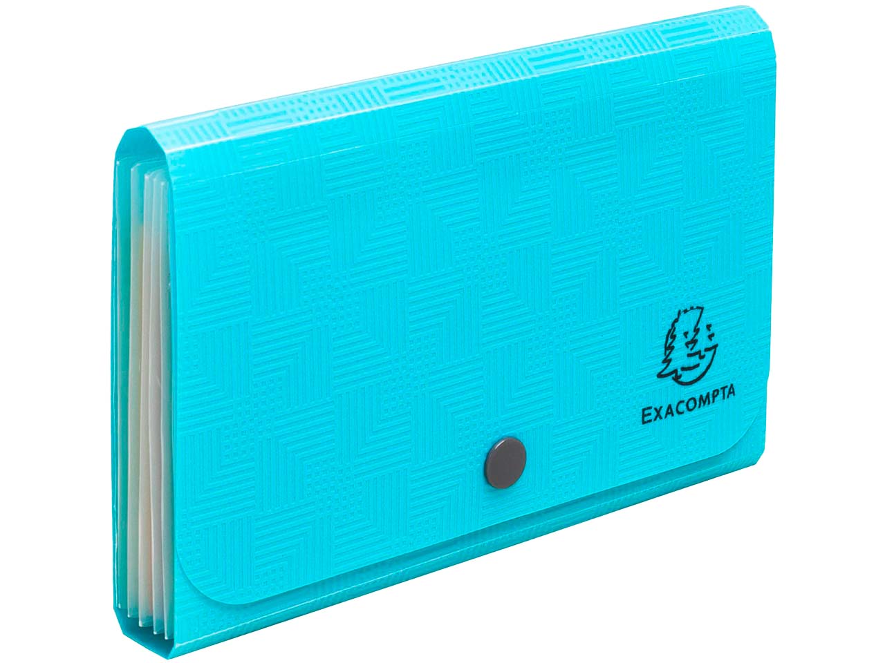 Exacompta Fächermappe 11 x 18 cm "Pop'N Co" 6 Fächer, Recycling-PP, DIN A6, cyan