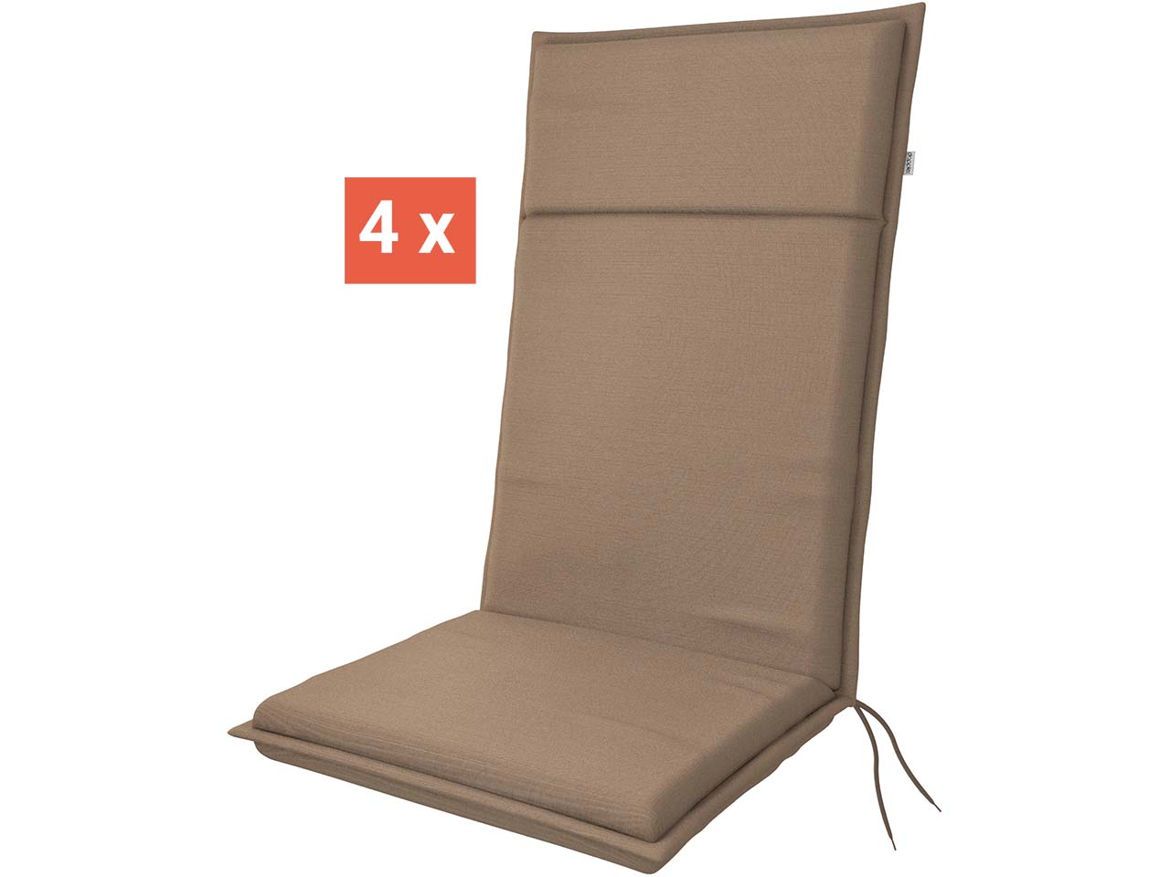 doppler Auflage "LIFE" für Hochlehner, 4er-Pack, 119x48x4 cm, Polyester, mokka
