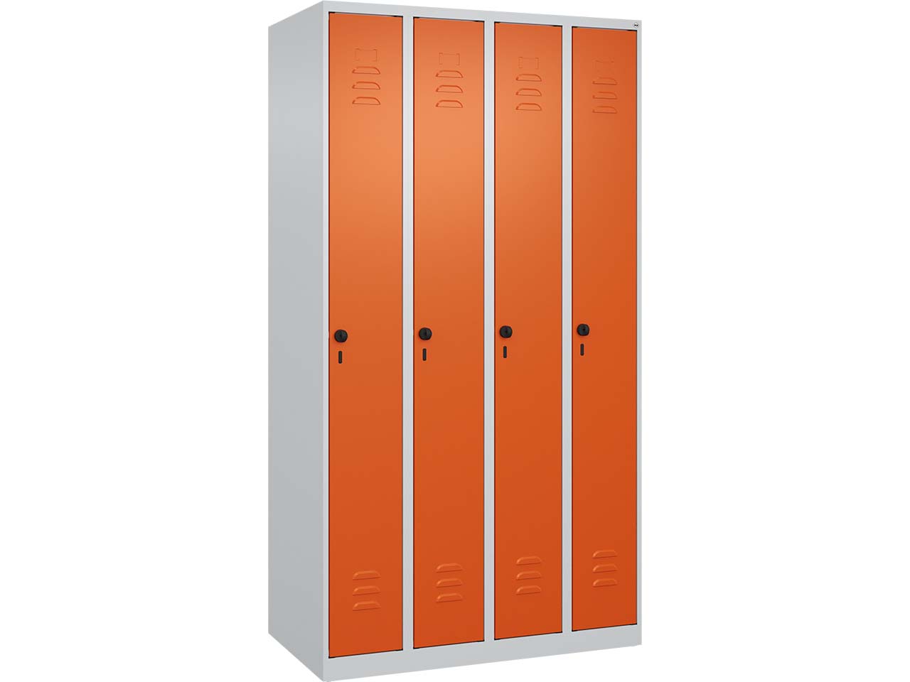 C+P Spind Classic PLUS, 4 Abteile, 1850x1000x500mm, Lichtgrau/Reinorange