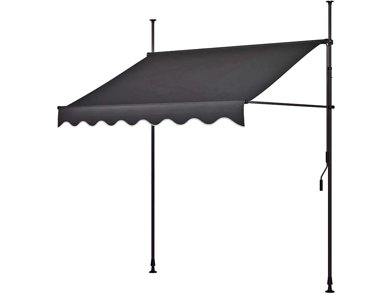 Klemmmarkise, Gestell aus Aluminium, Bezug Polyester B 200 x H 300 cm, dk.grau, Rand weiß