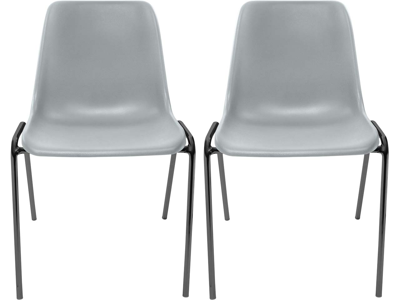 2x Besucherstuhl "ECO" Gestell anthrazit gepulvert, Kunststoffschale hellgrau