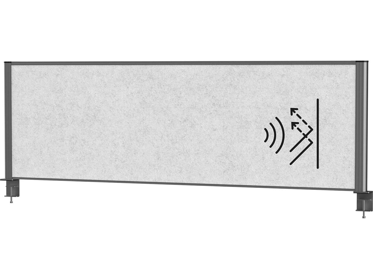 MAUL Tisch-Trennwand "MAULconnecto" anthrazit, Akustik 160 x 50 cm, hellgrau