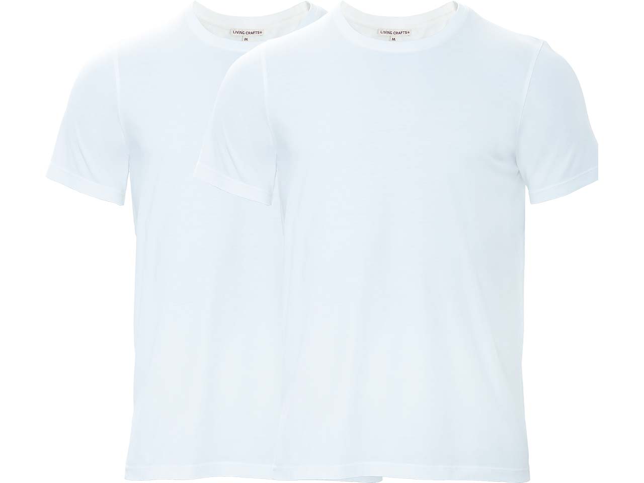 Living Crafts 2er-Pack Bio-Herren-T-Shirt 'TAWIN' mit Rundhalsausschnitt, white, Gr. L