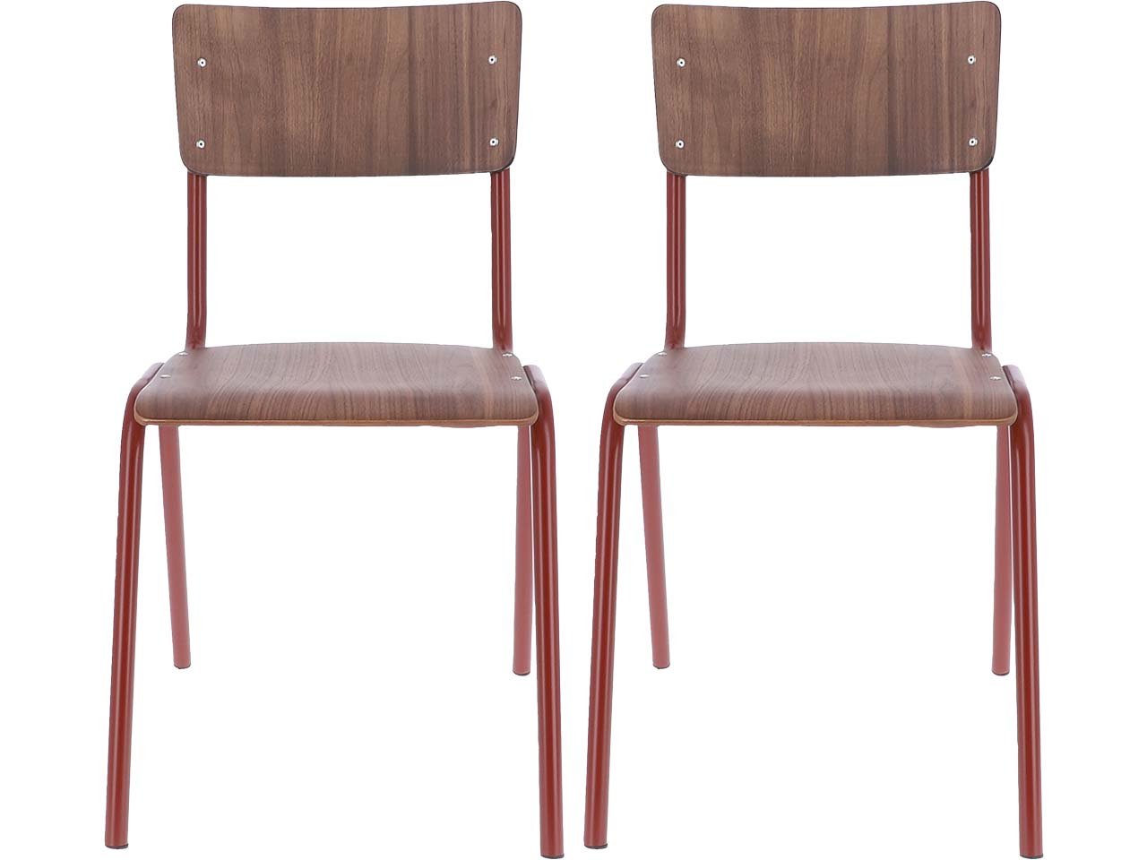 Jan Kurtz 2 Besucherstühle "Zero" Nussbaum, Gestell rubinrot