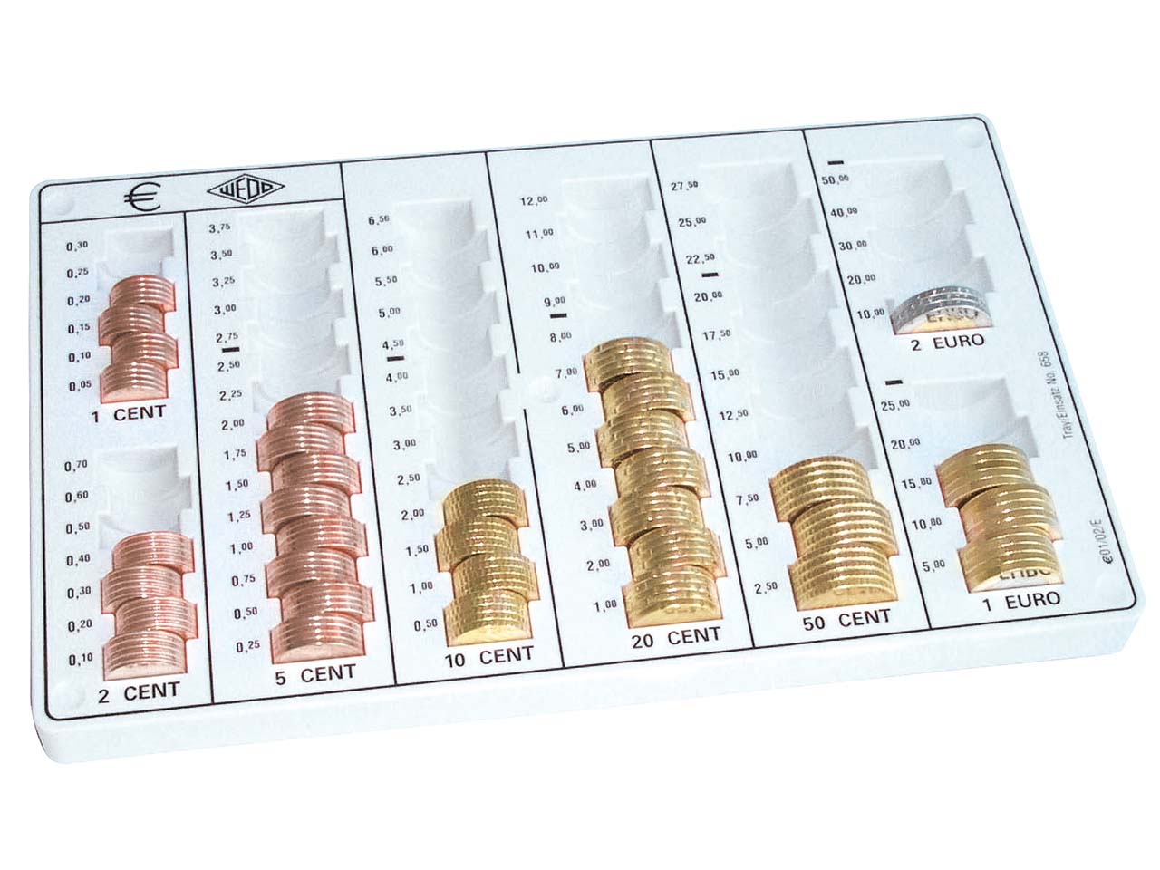Wedo Geldzählbrett 6 Rillen/8 Münzräume