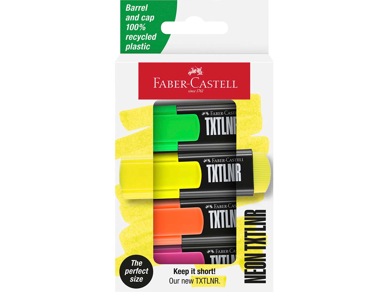 Faber-Castell 4er-Set Mini-Textmarker "TXTLNR", neon