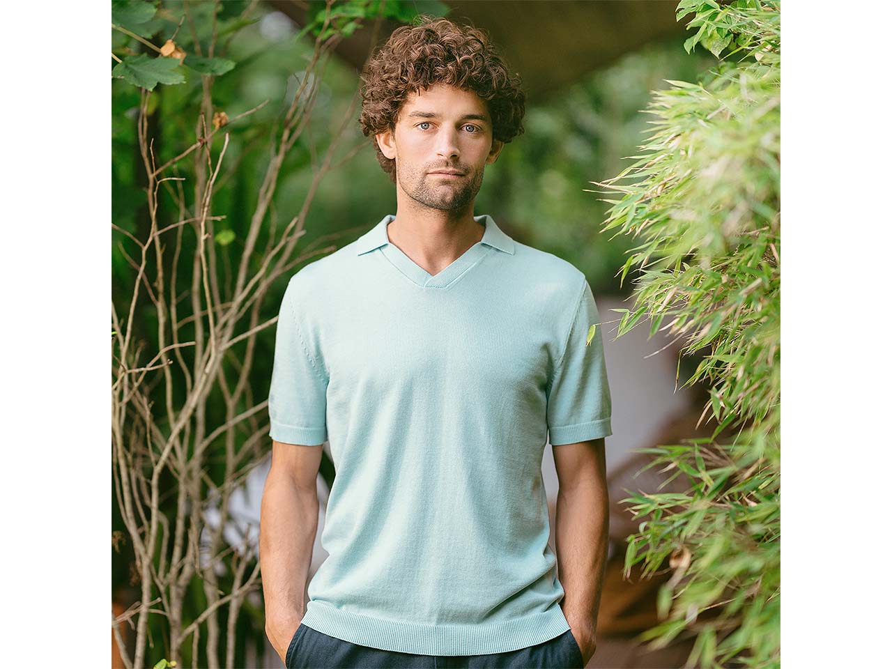 Living Crafts Bio-Herren-T-Shirt 'THERREL' mit Rundhalsausschnitt, mare, Gr. S
