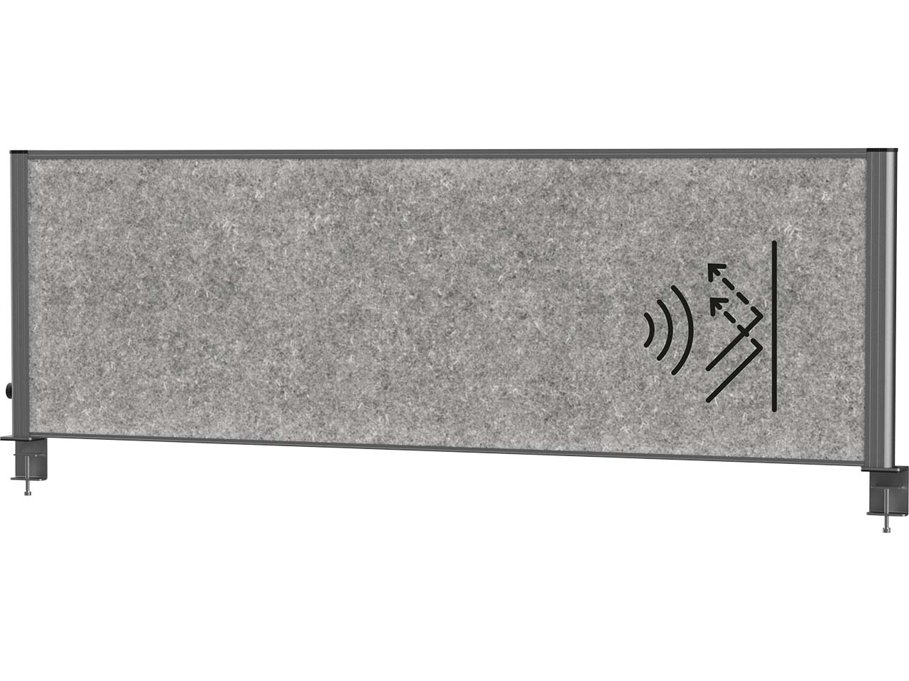 MAUL Tisch-Trennwand "MAULconnecto Uplight" anthrazit, Akustik 160 x 50 cm, dunkelgrau