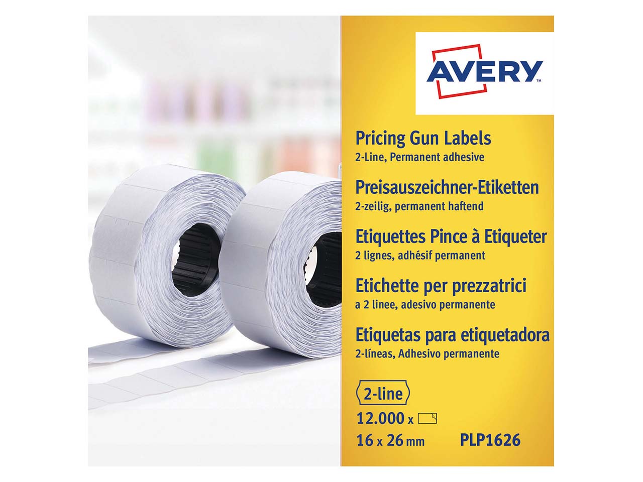 Karton mit 10 Rollen à 1200 Auszeichnungsetiketten 26 x 16 mm weiss