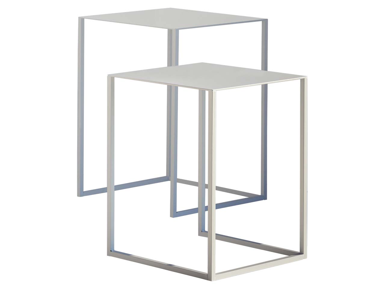 Beistelltische "pur" B 27,5/30 x T 27,5/30 x H 35/40 cm, Metall, weiß, 2er-Set