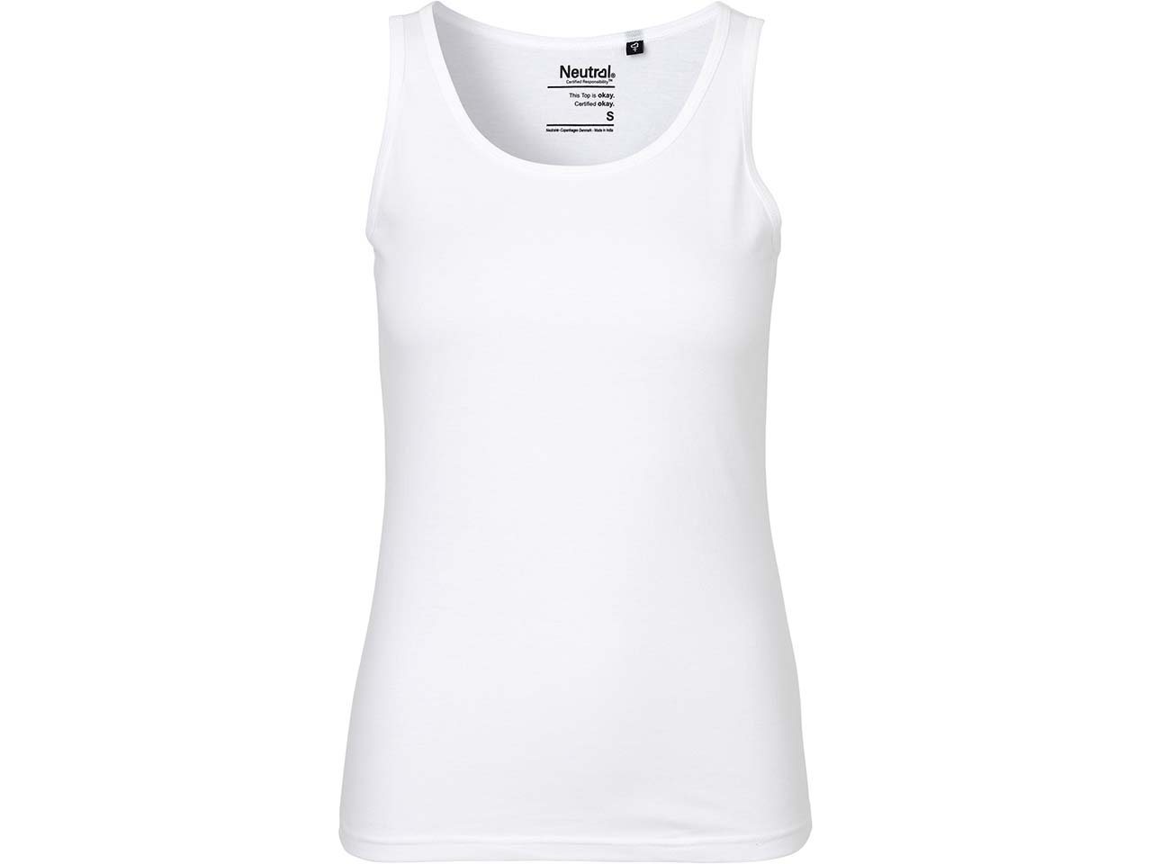 Neutral Bio-Damen-Tanktop mit Rundhalsausschnitt, weiß, Gr. XS