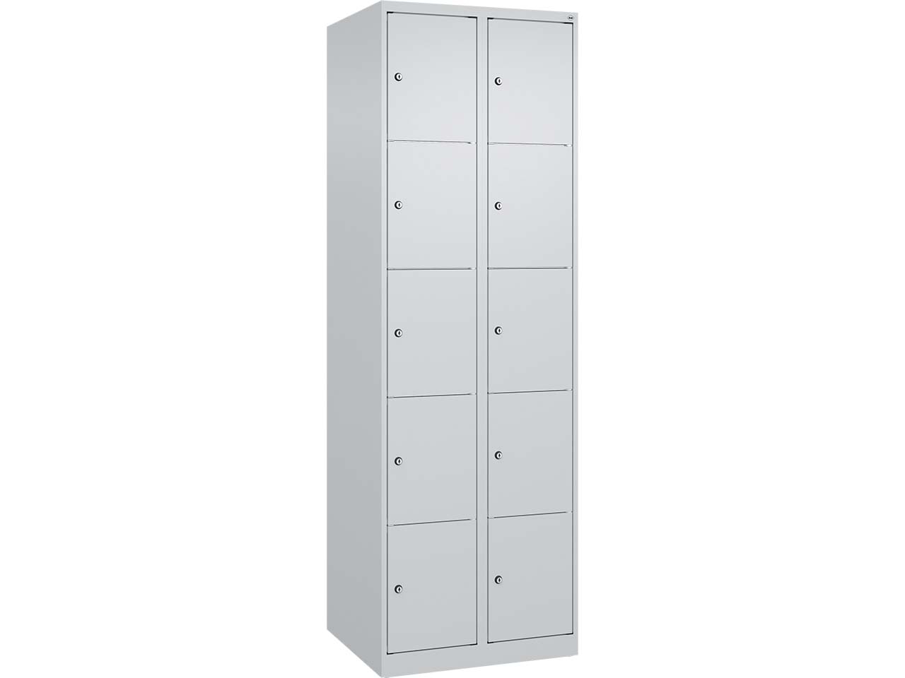 C+P Schließfachschrank Classic PLUS, 10 Fächer, 1850x600x500mm, Lichtgrau/Lichtgrau
