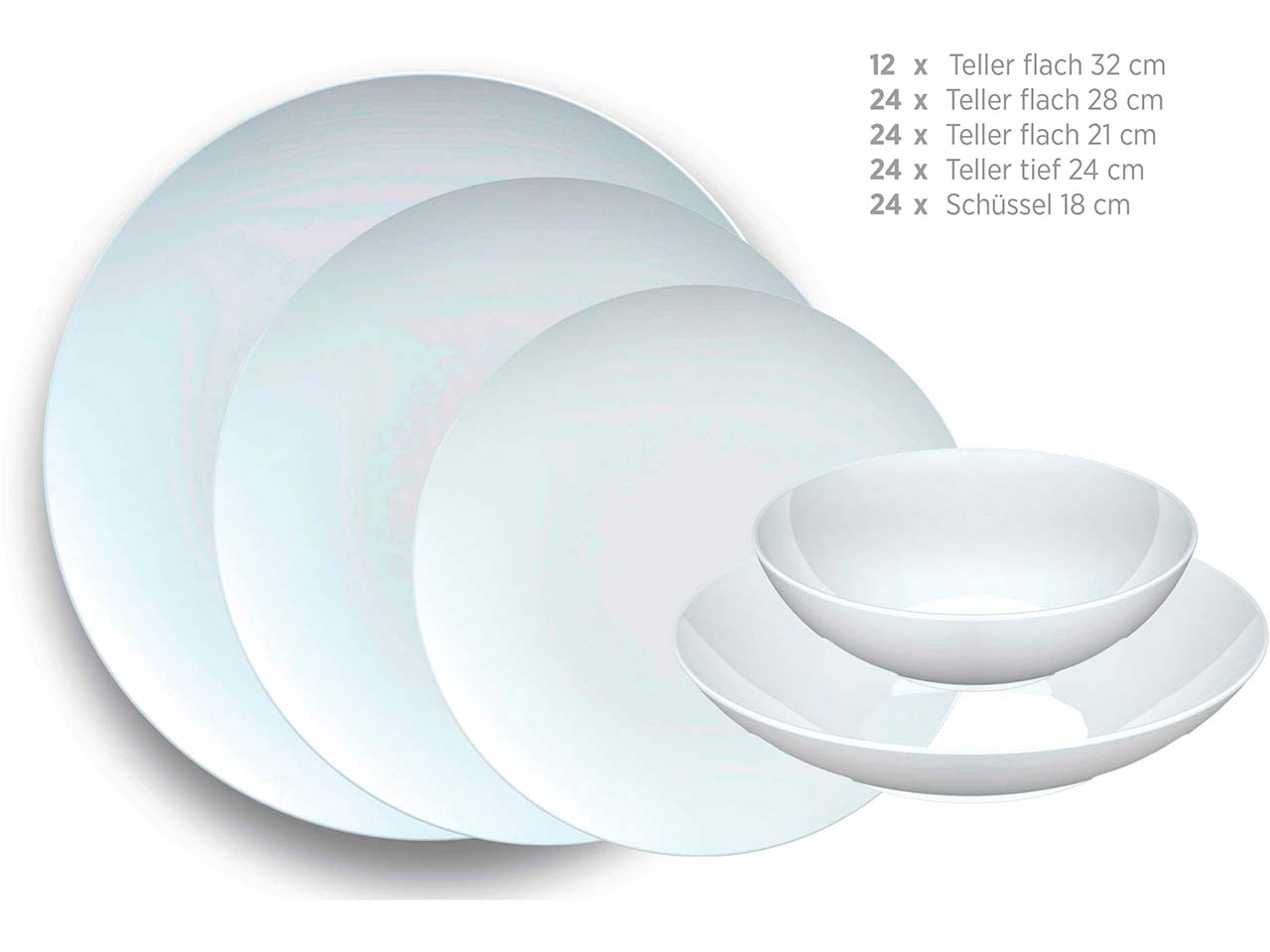 Mäser Tafelset 108-tlg. "Saturno Coupe" Porzellan, weiß