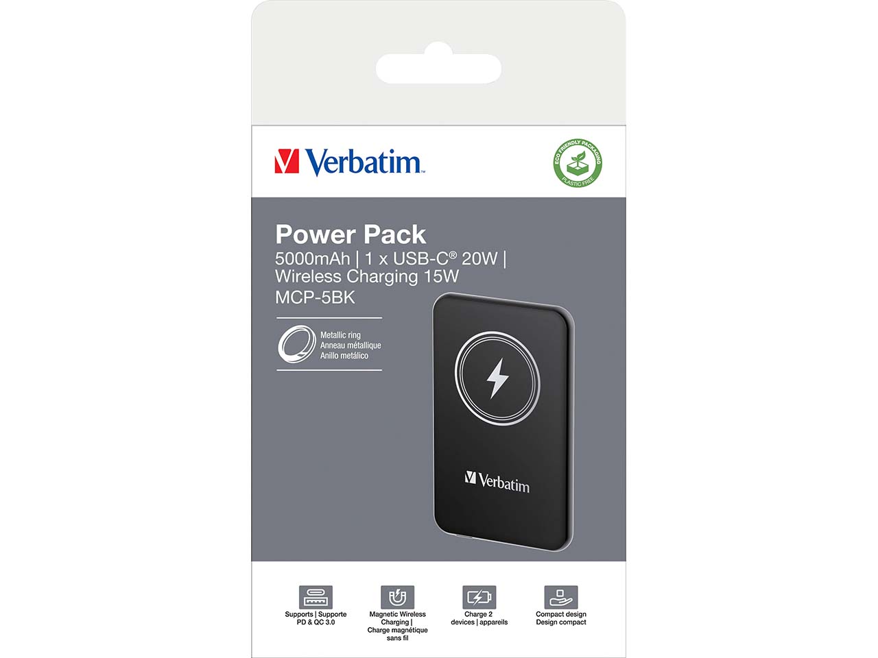 Verbatim Powerbank "Magnetic Wireless" schwarz 5.000 mAh