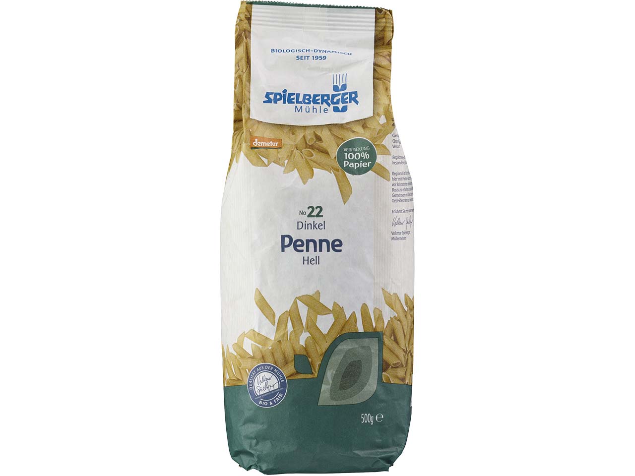 Spielberger Mühle Bio-Dinkel-Penne, demeter, 500 g