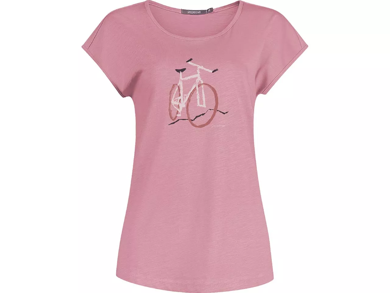 GREENBOMB Bio-Damen-T-Shirt "Bike Brush" mit Rundhalsausschnitt, old rose, Gr. S