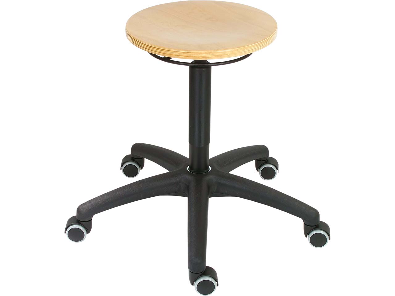 Drehhocker mit Sitz aus Buchenholz, höhe 430-620 mm