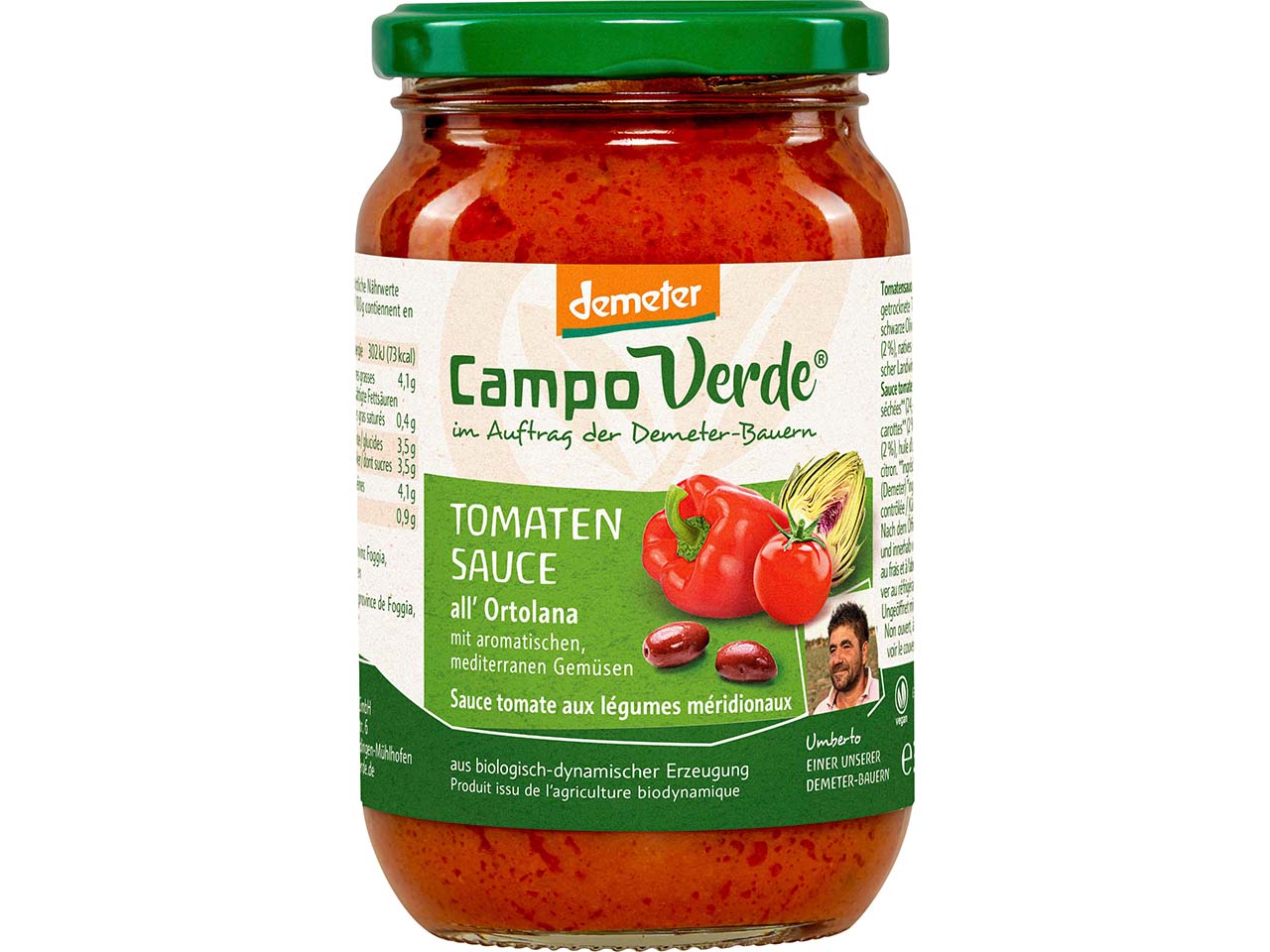 Campo Verde Bio-Tomatensoße mit mediterranem Gemüse 'all' Ortolana', 350 g