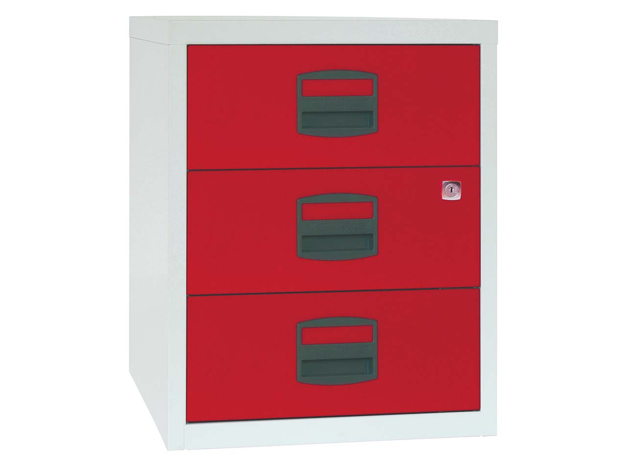 Bisley Home Rollcontainer 3 Schübe, grau/rot