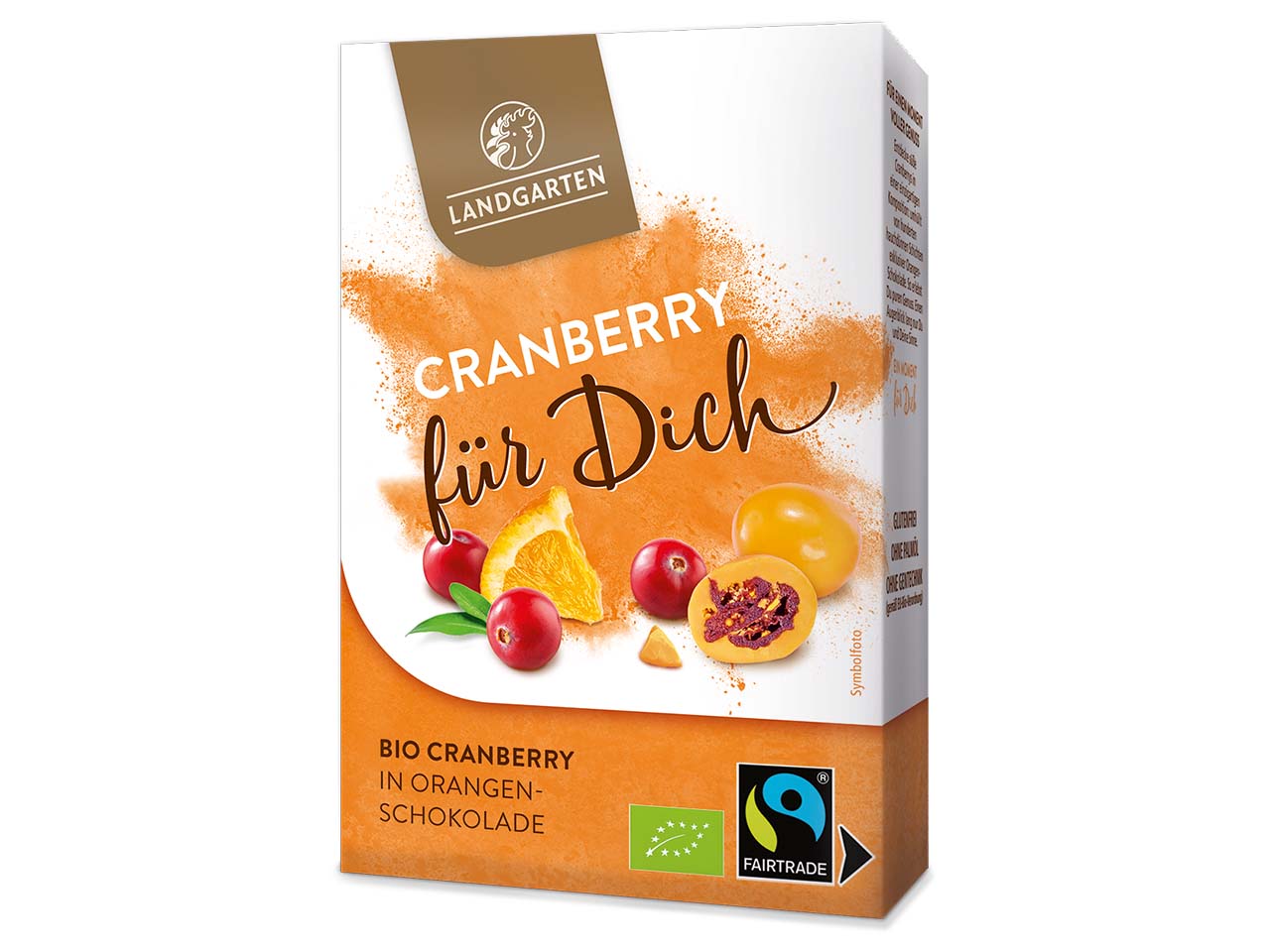 Landgarten Bio-Cranberry in Orangenschokolade 'Für dich', 90 g
