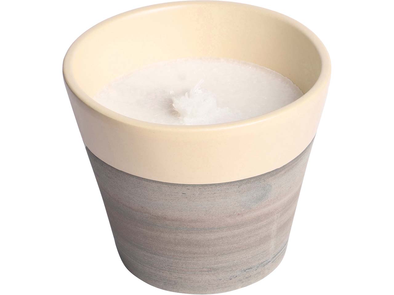 FAIRWERK Schmelzlicht im Tontopf mit Glasfaserdocht, anthrazit/naturweiß