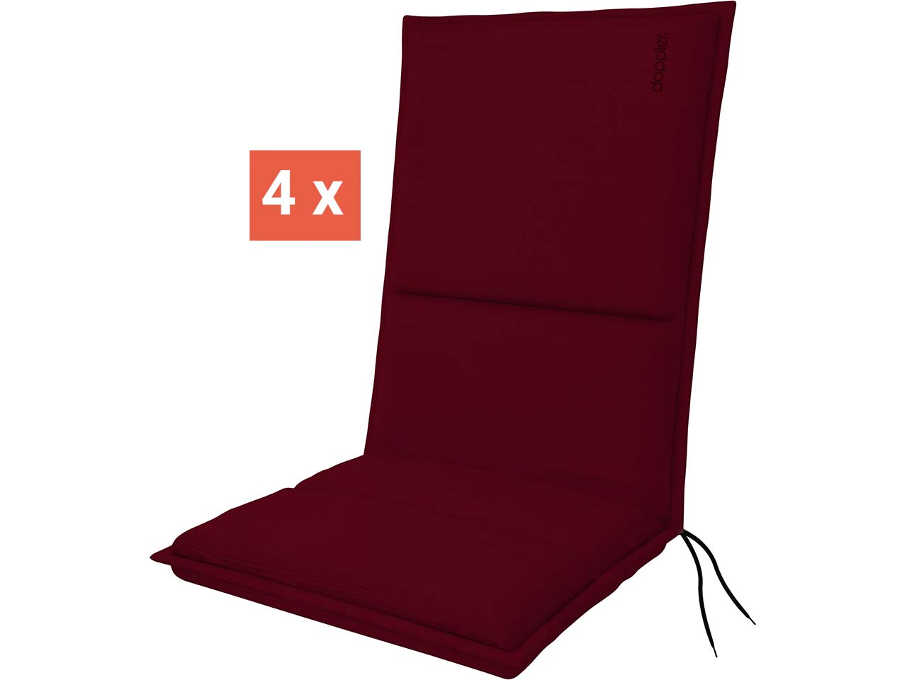 doppler Auflage "CITY" Midi, 4er-Pack, 110x48x6 cm, Polyester, bordeaux