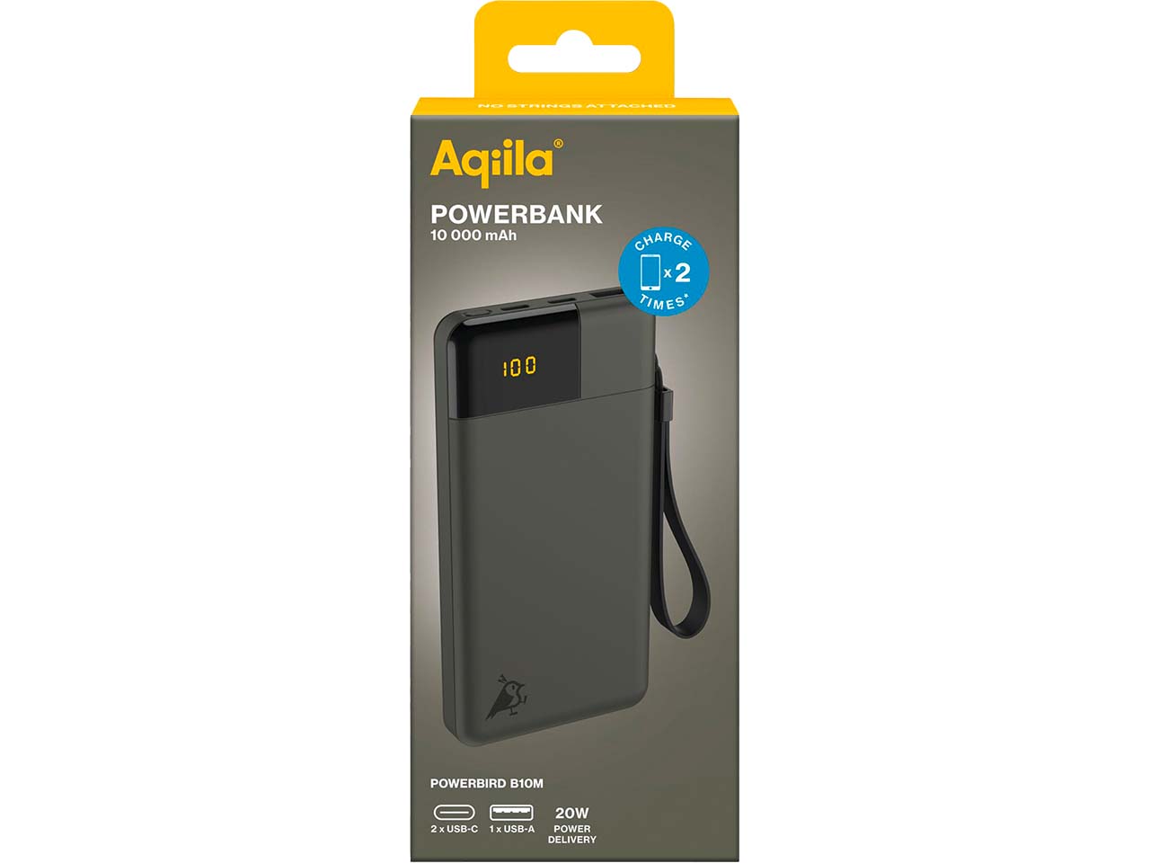 Aqiila Powerbank "Powerbird B10" 10.000 mAh, moosgrün