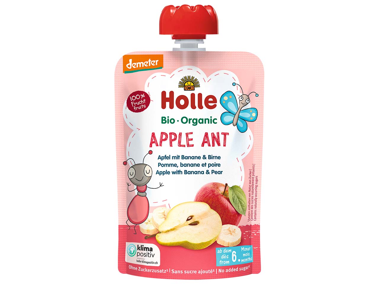 Holle Quetschie Bio-Fruchtmus "Apfel, Banane, Birne", Apple Ant, ab 6. Monat, 100 g