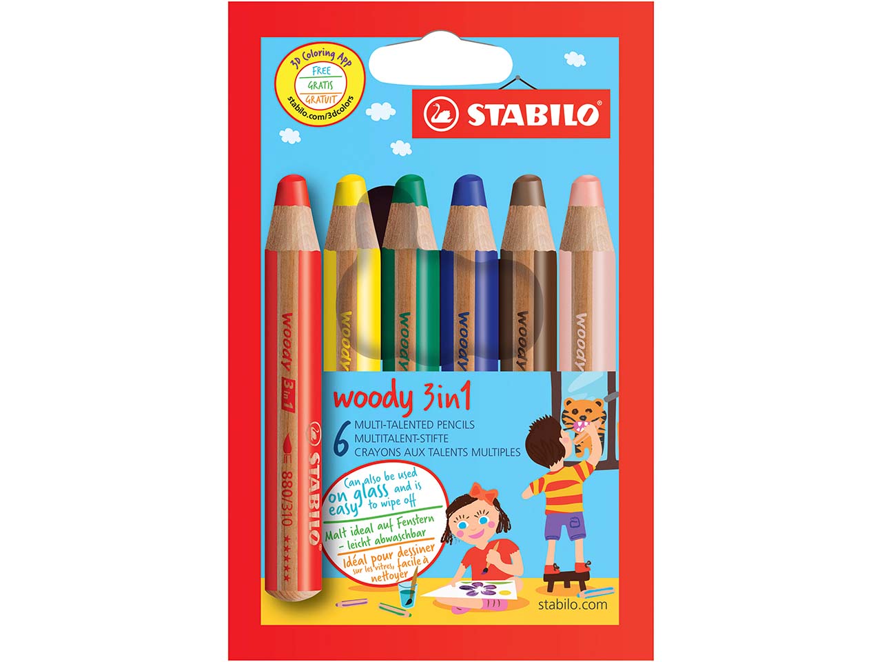 STABILO Multitalent-Stift "woody 3 in 1", 6 Stk.