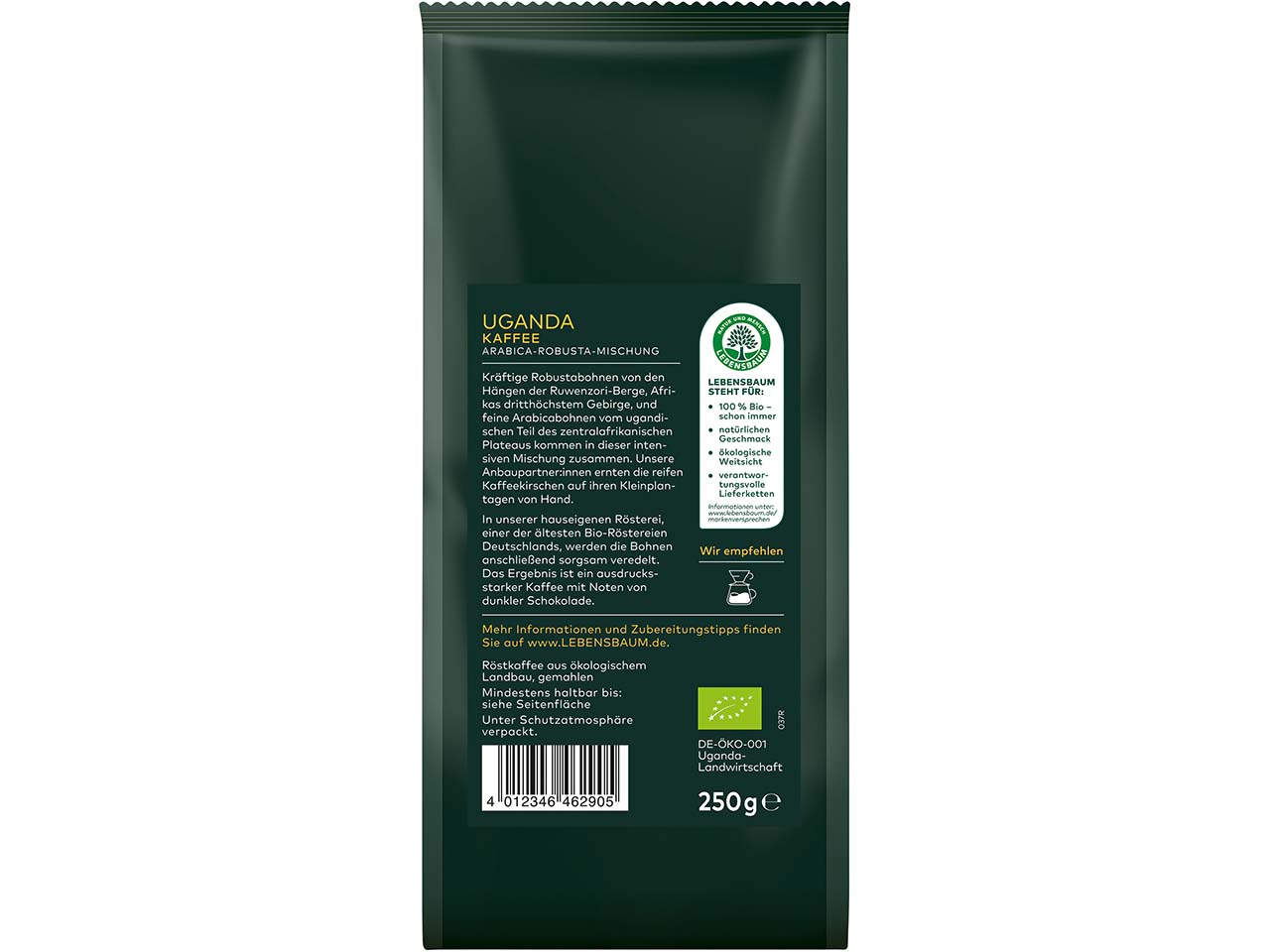 LEBENSBAUM Bio-Kaffee "Uganda" gemahlen, 250 g
