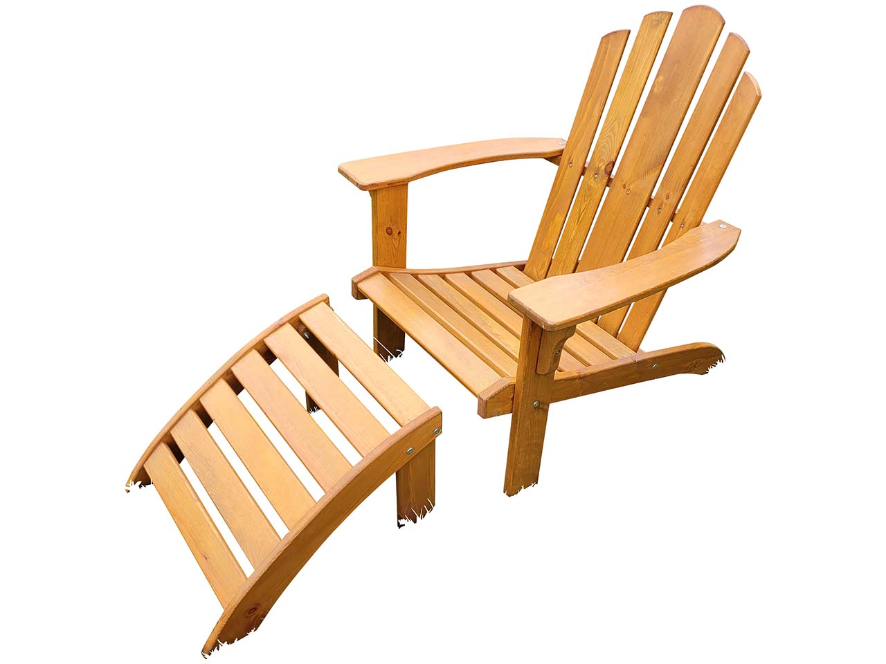 Deckchair mit Fußablage, honigbraun lackiert