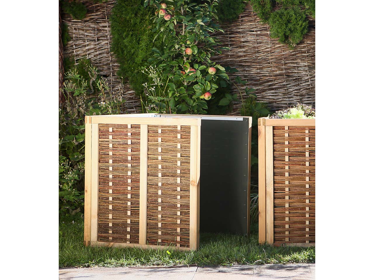 Hochbeet aus Kiefer und Weide, Bausatz B 80 x T 80 x H 80 cm, Erweiterung 3-teilig