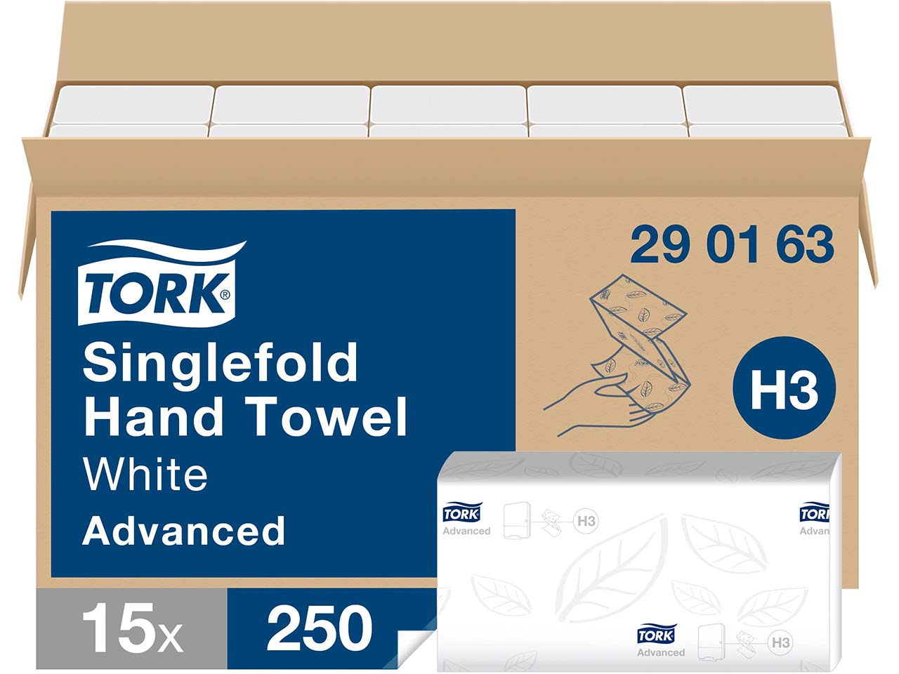 Tork Zickzack-Papierhandtücher Singlefold "Advanced H3" 15 x 250 Blatt, 2-lagig
